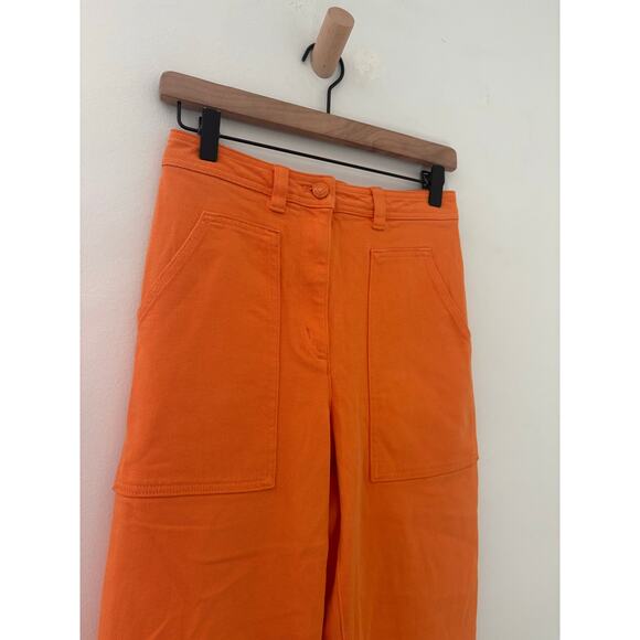 Wilfred Free Modern Utility Pants Size 4 Orange Straight Leg Casual Cargo - Picture 2 of 10